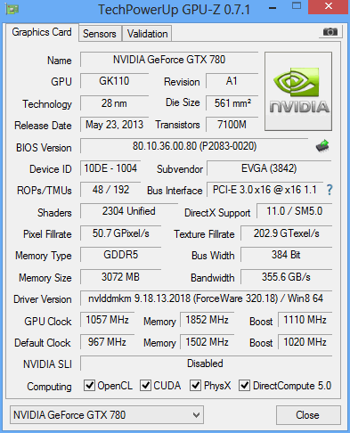 gtx 780 evga sc oc gpuz 2